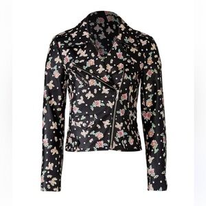 Rebecca Minkoff Floral Wes Moto Jacket Size Small